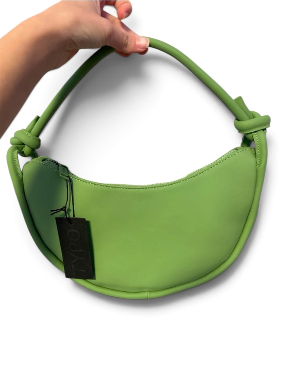 Typo Lime Crescent Shoulder Bag with Knot Handle